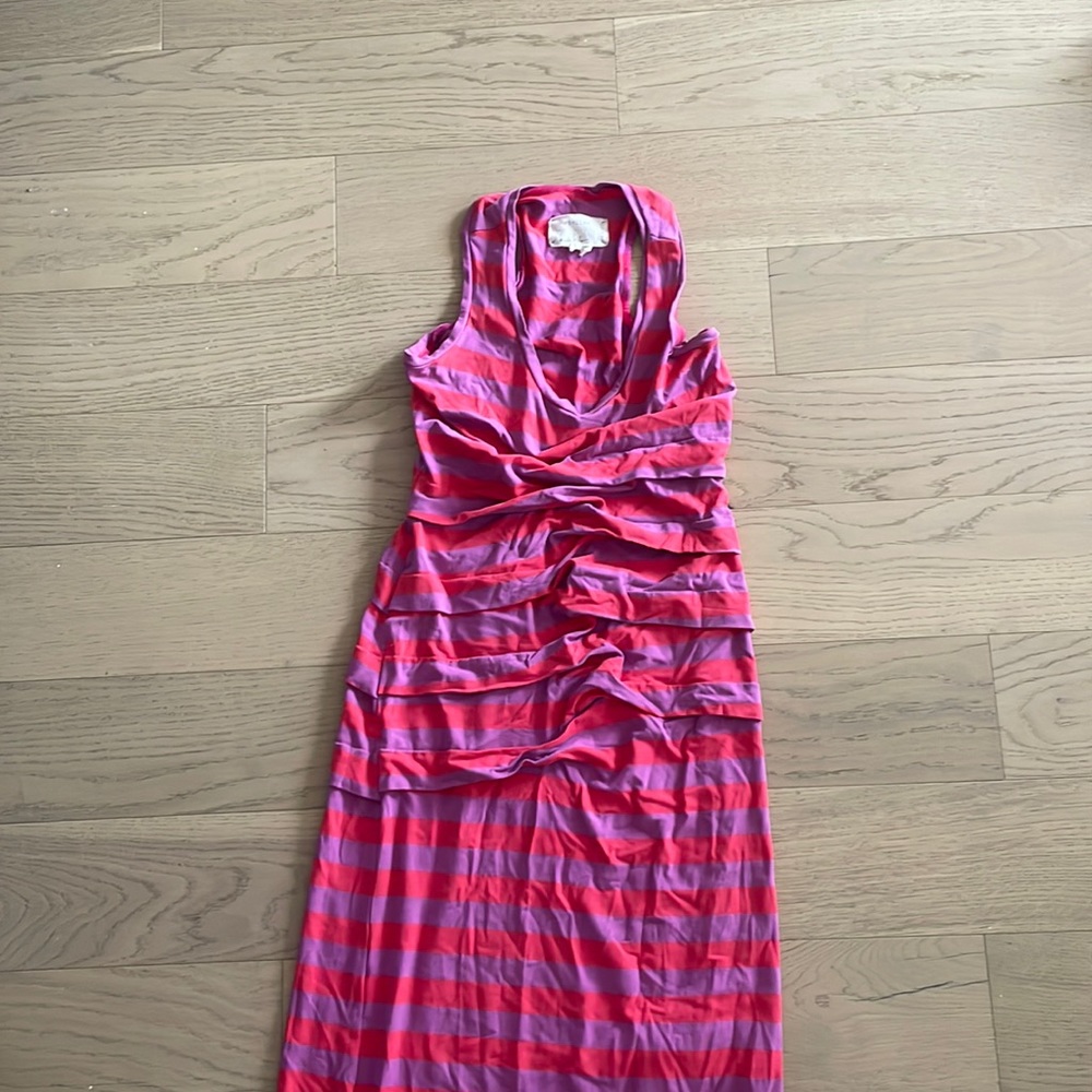 Beautiful Nicole Miller Maxi Dress - stripes and rouching